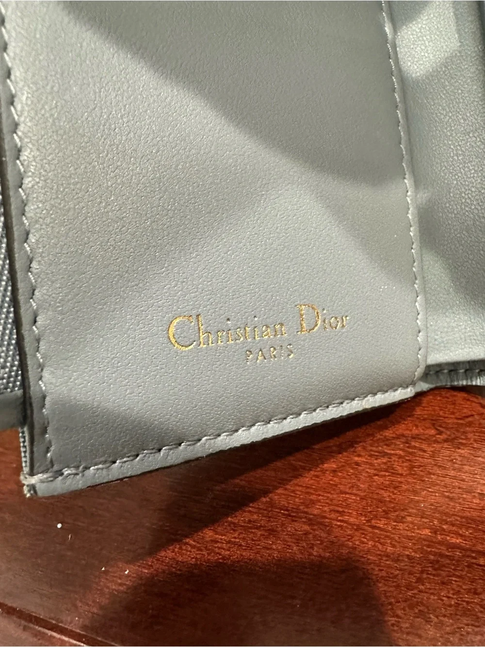 Christian Dior Saddle Lotus Wallet Gray Calfskin Gold D Hardware Compact Wallet